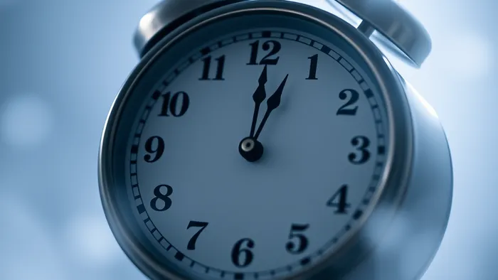 Крупный план стрелок часов, показывающих время 11:11, в размытом таинственном свете.