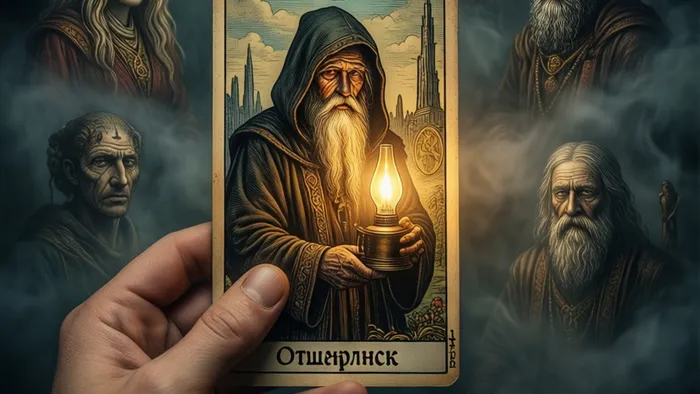 Карта Таро Отшельник как символ встречи с внутренними архетипами в юнгианской психологии.
