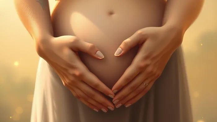 Символическое изображение связи трех поколений: руки матери поддерживают руки беременной дочери, которая прикасается к своему животу. На заднем плане — полупрозрачные образы карт Таро: Императрица, Солнце, Звезда.