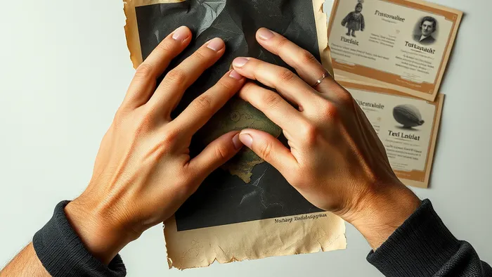 Крупный план рук двух людей над символами конфликта: деньгами, разорванной фотографией дружбы и картами Таро, говорящими о потере и кризисе.