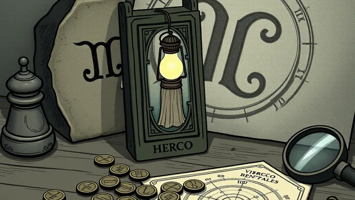 Иллюстрация: карта Таро Отшельник и астрологический символ Девы на фоне деталей — монеты Пентакли, лупа, чертёж — передающая связь знака зодиака и карточного символизма.