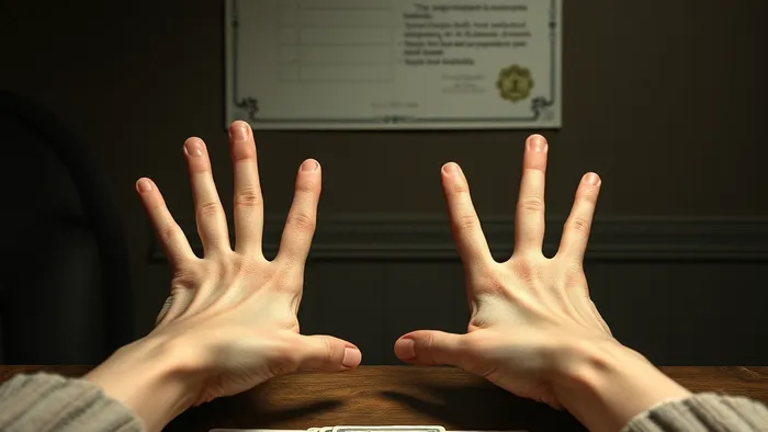 Символичное изображение разбора ситуации с доверием между подругами с помощью карт Таро: руки, карты Тройка Мечей и Отшельник.