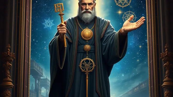 Архетип Иерофанта Таро стоит на пороге между храмом традиций и бесконечным пространством личного поиска, держа ключ от знаний.