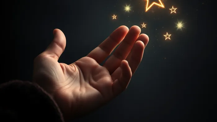 Рука отпускает монеты, превращающиеся в символы карт Таро Башня, Звезда и Мир на фоне ночного неба — метафора трансформации финансовой потери в мудрость.