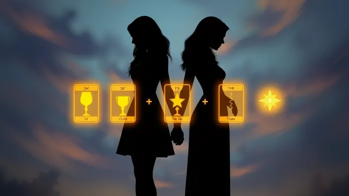 Символическое изображение двух подруг после ссоры и хрупкого моста из карт Таро между ними.