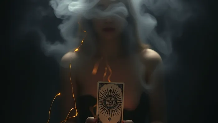 Символическое изображение восстановления энергии: к человеку возвраются золотые лучи света, mientras серая дымка отдаляется. В руках у него карта Таро Солнце.