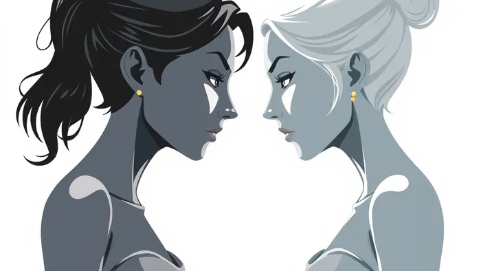 Символическое изображение установления здоровых границ в дружбе между двумя женщинами с элементами карт Таро на фоне.