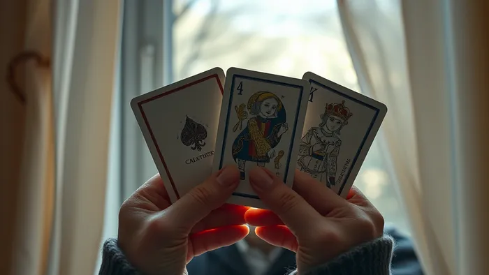 Руки держат карту Таро Сила, символизирующую поиск внутренних ресурсов в трудной ситуации.