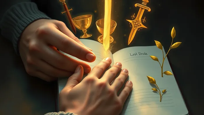 Символическое изображение: рука родителя и рука ребенка над открытым школьным дневником с плохой оценкой. Из дневника поднимаются светящиеся символы мастей Таро, обозначающие скрытые причины неуспеваемости.