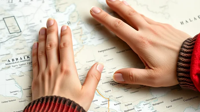 Руки пары над картой и картами Таро, символизирующие выбор между переездом и домом