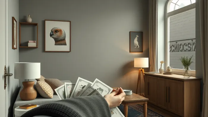 Карты Таро (Туз Пентаклей, Колесница, Звезда) лежат на строительном плане квартиры, символизируя планирование инвестиций в недвижимость с помощью эзотерического инструмента.