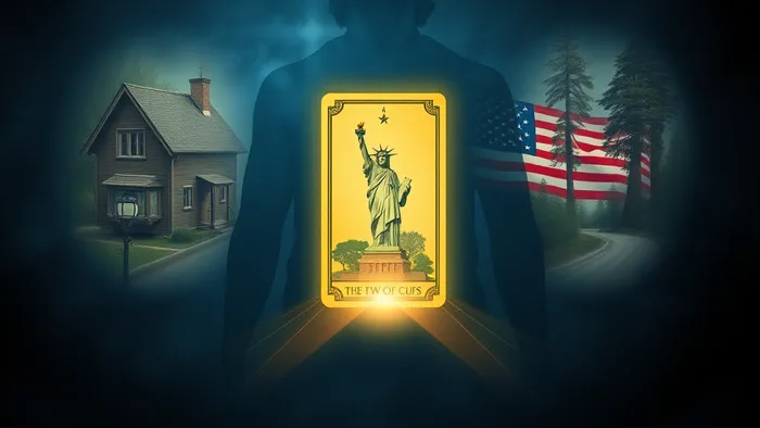 Символическое изображение интеграции двух миров внутри человека с помощью карты Таро Двойка Кубков.