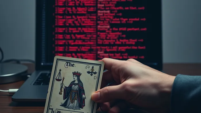 Иллюстрация к статье: Ошибка в коде и карты в руках: как Таро помогает решить дилемму публичного разоблачения