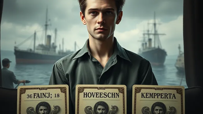 Метафорическое изображение связи человека с фобией и травмой из прошлой жизни через парящие карты Таро: Башня, Повешенный и Смерть.