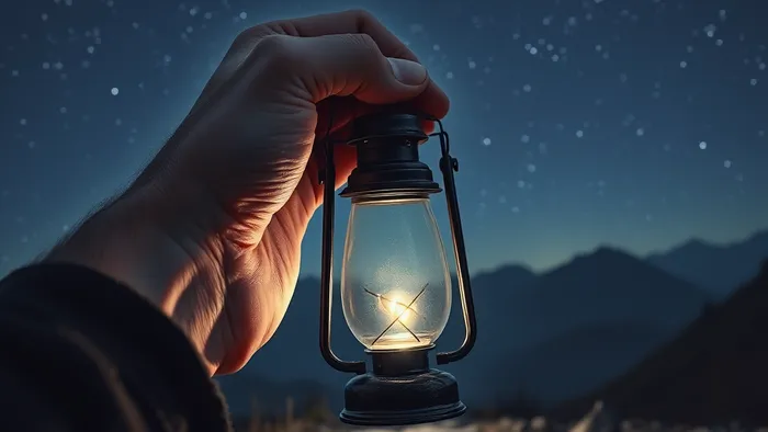 Рука Отшельника держит старинный фонарь, освещающий путь в ночи — символ внутреннего света и мудрого действия Аркана IX Таро.