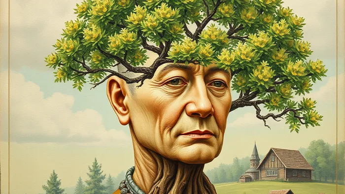 Символическая иллюстрация: человек и суставы, прорастающие деревьями и цепями как метафора внутренней скованности и сопротивления. Рядом образы карт Таро.