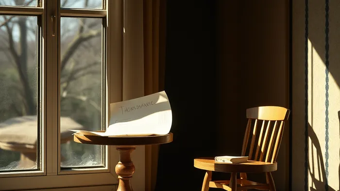 Два стула у окна: один в свете с атрибутами успеха, другой в тени пуст. Метафора разрыва общности после достижений.