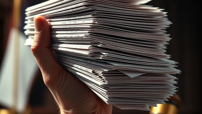 Стопка документов для суда по делу о признании права собственности: квитанции, договоры, старые чеки за много лет.