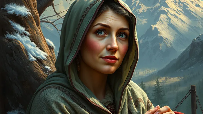 Символическая иллюстрация интеграции психотравмы: архетип Силы из Таро в контексте внутреннего ландшафта психики с элементами Тени и ресурсов.