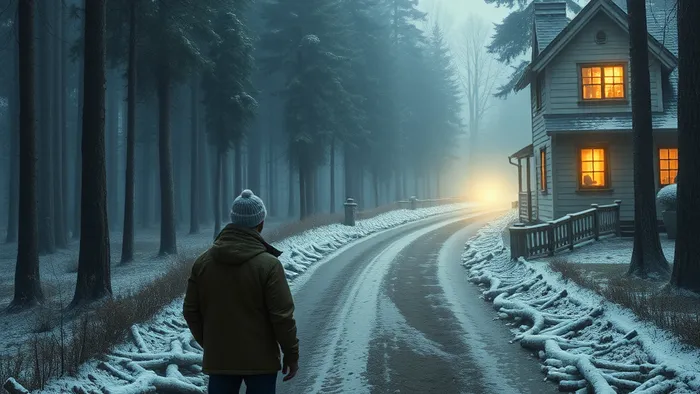 Символическая иллюстрация выбора пути: работа над собой в одиночестве или поиск отношений. Две дороги, человек на перекрёстке с картой Таро.