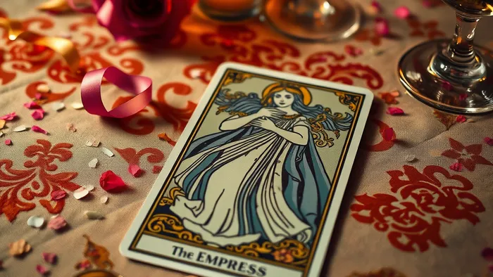 Карта Таро Императрица на праздничной скатерти — символ изобилия и гармонии в раскладе на торжество