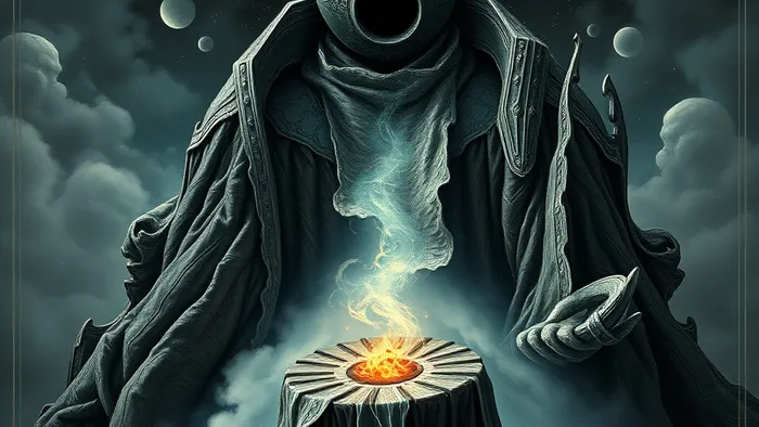 Арт, объединяющий карту Таро Смерть и астрологический знак Скорпиона на космическом фоне. Символ трансформации и глубины.