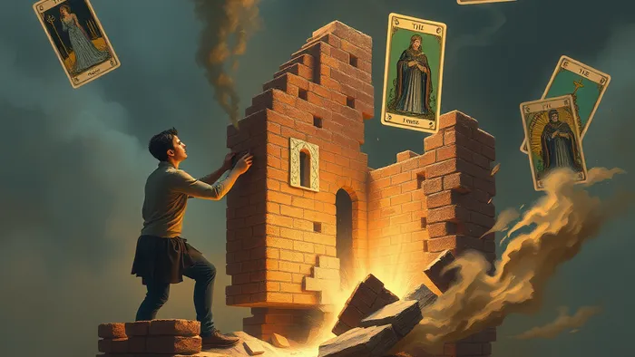 Иллюстрация к статье: Сны о рушащемся доме: Почему стены не держатся и как найти опору с помощью Таро