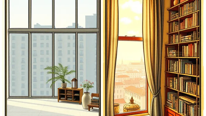 Визуальное сравнение: современная студия в новостройке и уютная отремонтированная квартира в хрущёвке в центре города.