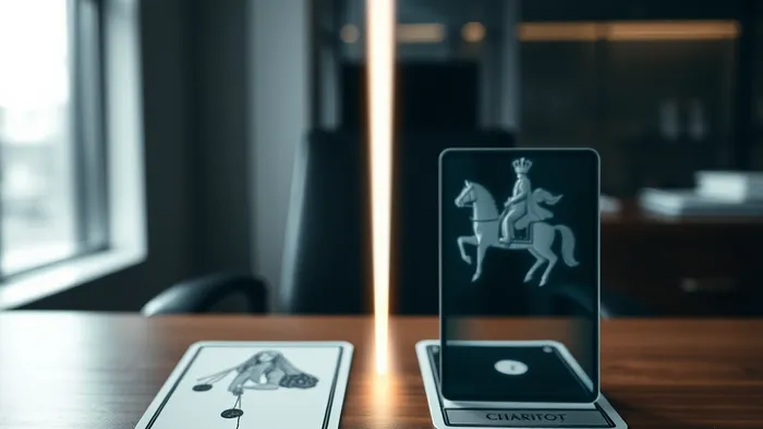 Символичный расклад карт Таро на рабочем столе, иллюстрирующий дисбаланс в ответственности между коллегами.