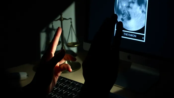 Символическое изображение конфликта ответственности на рабочем месте с метафорами из карт Таро: весы Справедливости и отражение карты Луна.