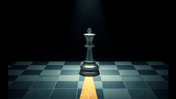 Символическое изображение карьерного 'задвижения': шахматная фигура отодвинута на край доски, окруженная монотонными узорами. Стилистика ар-деко с отсылкой к картам Таро.