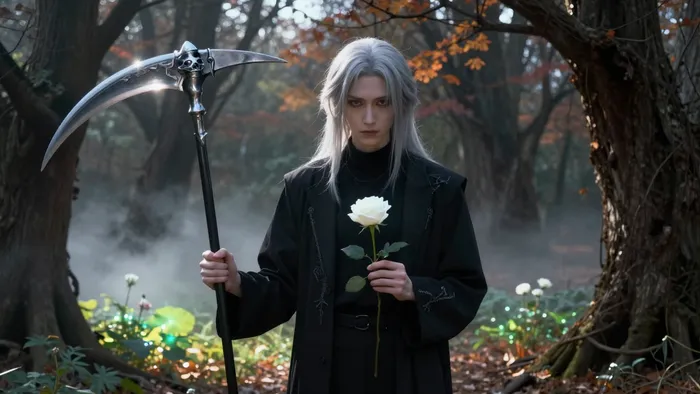 Архетип личности Аркан Смерть в Таро: человек на границе увядания и возрождения с белой розой и косой