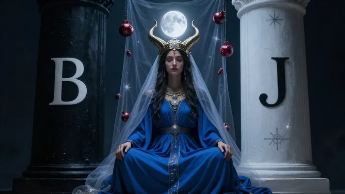 Иллюстрация к статье: Аркан Жрица и работа с Тенью: Как заглянуть за завесу собственного подсознания