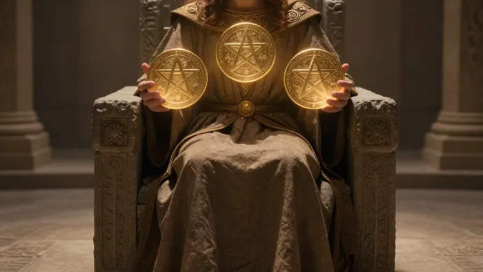 Иллюстрация к статье: Четверка Пентаклей как карта дня: Искусство владения и страх потери