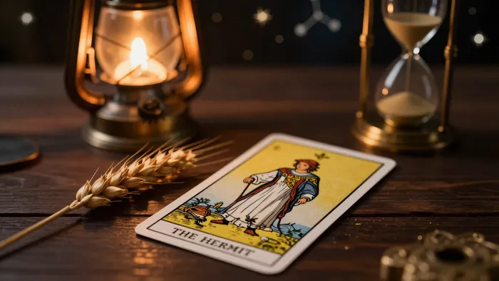 Иллюстрация к статье: Дева и Таро: Архитектура Порядка и Мудрость Отшельника