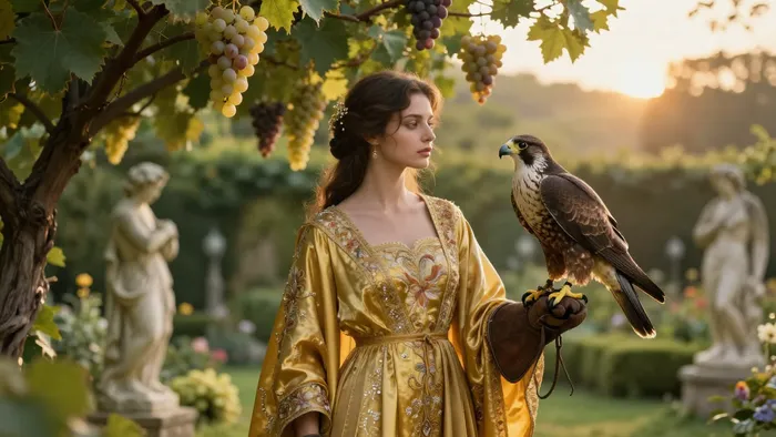 Иллюстрация к статье: Девятка Пентаклей как карта дня: практика укоренения в собственном ресурсе