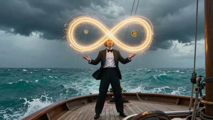 Иллюстрация к статье: Двойка Пентаклей: Искусство динамического равновесия в мире перемен