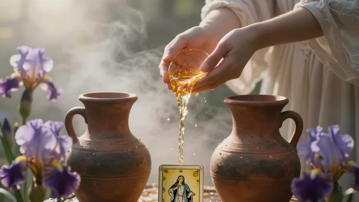 Иллюстрация к статье: Искусство алхимии в повседневности: Упражнение с картой Умеренность для сонастройки с полем