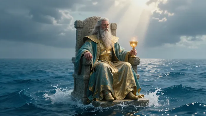 Иллюстрация к статье: Король Кубков как практика дня: как укротить океан эмоций и услышать поле