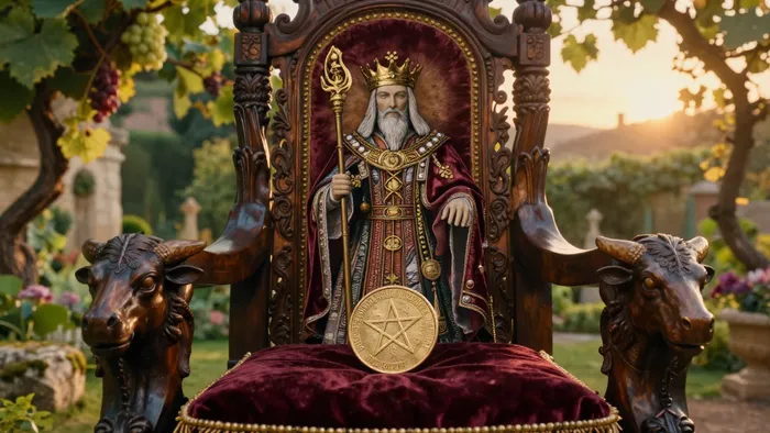 Иллюстрация к статье: Король Пентаклей как карта дня: практика заземления и мастерство материального мира