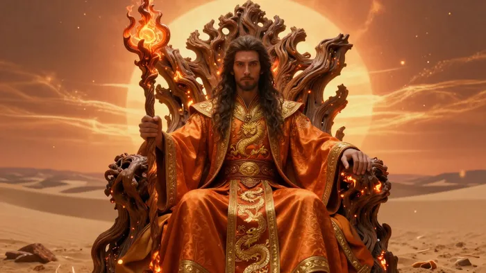 Иллюстрация к статье: Король Жезлов: Танец Искры и Практика Внутреннего Солнца