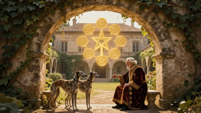 Иллюстрация к статье: Магия Десятки Пентаклей: Как медитация на аркан открывает доступ к богатству рода