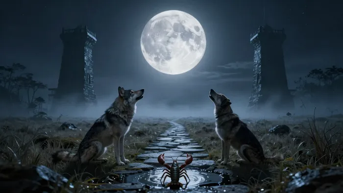 Иллюстрация к статье: Медитация на аркан Луна: Путь через сумерки подсознания и зеркала интуиции