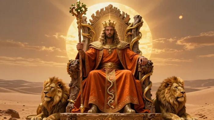 Иллюстрация к статье: Медитация на Король Жезлов: искусство управления внутренним пламенем