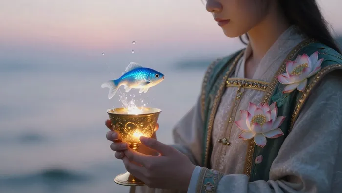 Иллюстрация к статье: Паж Кубков как карта дня: магия искренности и голос интуиции