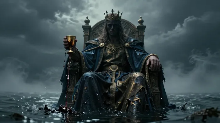 Иллюстрация к статье: Перевернутый Король Кубков: Когда океан эмоций становится ядом