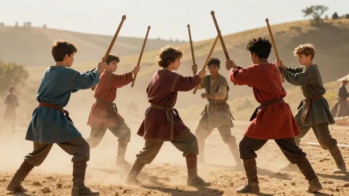 Иллюстрация к статье: Пятерка Жезлов: искусство находить баланс в эпицентре хаоса