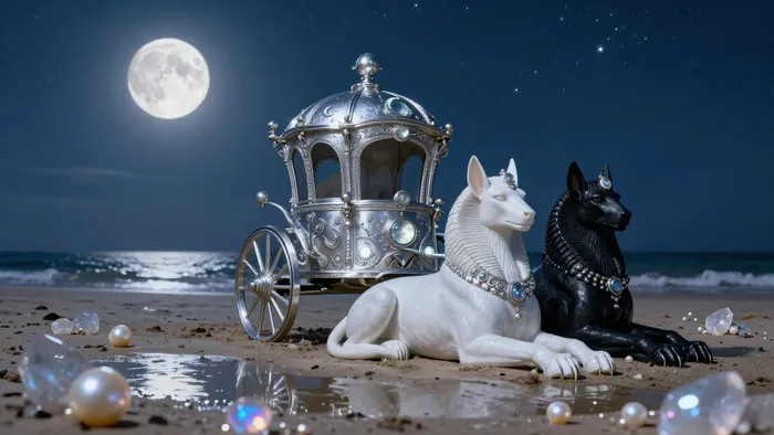 Иллюстрация к статье: Рак, Колесница и Лунный камень: Тайная триада водной стихии в Таро и литотерапии