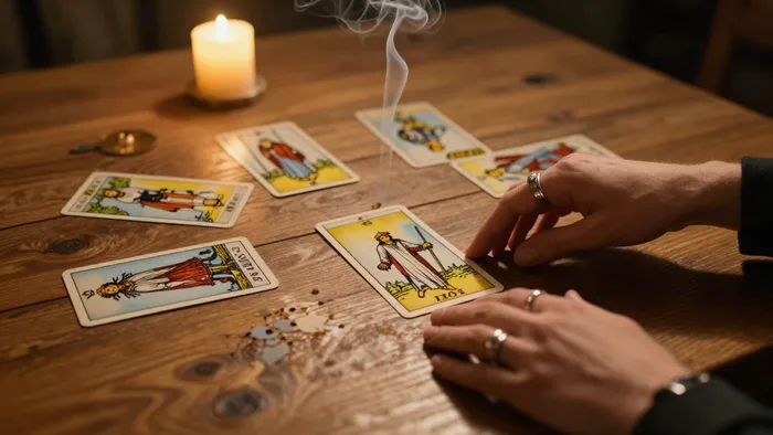 Иллюстрация к статье: Схема расклада Таро на мужчину: как заглянуть в мысли и чувства без иллюзий