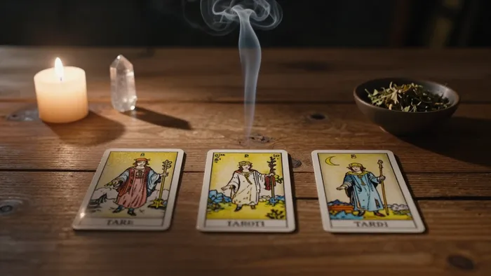 Иллюстрация к статье: Схема расклада Таро на три карты: искусство видеть суть сквозь лаконичность
